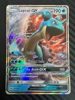 Pokemon TCG Lapras GX Sun & Moon 35/149 Holo Ultra Rare MP/HP - Image 1
