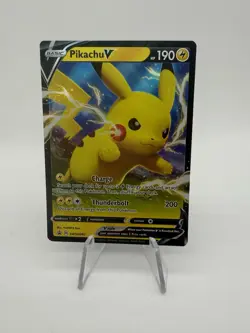 Pokemon TCG Cards Pikachu V SWSH061 Black Star Promo Holo NM-M (Standard Size) - Image 1
