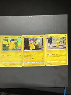 Pokemon GO Pikachu Promo SWSH234 & Pikachu 28/78 Holo + Pikachu 27/78 Card LOT - Image 1