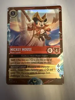 Disney Lorcana TCG Mickey Mouse Pirate Captain Sea Foil Card - Image 1