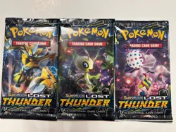 Pokemon sealed Sun & Moon Lost Thunder booster packs x3 - exact ones pictured - Image 1