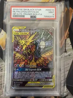 2019 Pokemon SM210 Moltres & Zapdos & Articuno GX PSA 9 79582974 Wasteland Vault - Image 1