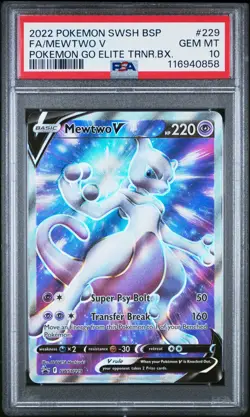2022 POKEMON SWSH BLACK STAR PROMO #229 FULL ART/MEWTWO V PSA 10 - Image 1