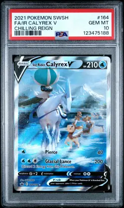 2021 POKEMON SWORD & SHIELD CHILLING REIGN FULL ART/ICE RIDER CALYREX V PSA 10 - Image 1