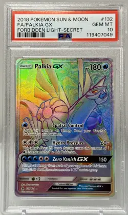2018 Pokemon Sun & Moon FA/Palkia GX Forbidden Light Secret #132 PSA 10 Gem Mint - Image 1