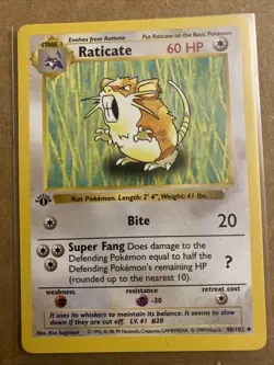 Pokemon TCG Raticate Base Set 40/102 1st Edition Never Played Near Mint - Image 1