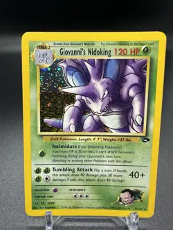 Giovanni’s Nidoking Holo Rare 7/132 Gym Challenge 2000 WOTC Vintage Pokemon TCG - Image 1