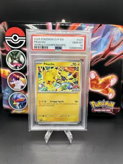 PSA 10 2025 POKEMON SVP EN-SV BLACK STAR PROMO WORLD CHAMPIONSHIPS #225 PIKACHU - Image 1