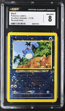 CGC 8 Marill 2001 Southern Islands 11/18 Reverse Holo Pokemon Card - Image 1