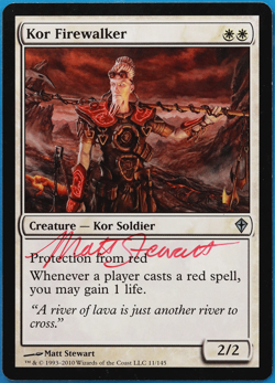 Kor Firewalker Worldwake NM White Uncommon SIGNED MTG CARD (ID# 504855) ABUGames - Image 1