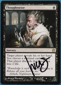 Thoughtseize Theros NM Black Rare SIGNED MAGIC MTG CARD (ID# 504853) ABUGames - Image 1