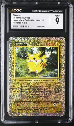 CGC 9 MINT Pikachu 2002 Legendary (Collection) 86/110 Reverse Holo Pokemon Card - Image 1