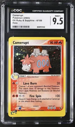 CGC 9.5 MINT+ Camerupt 2003 EX Ruby & Sapphire 4/109 Holo Pokemon Card - Image 1