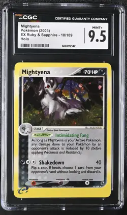 CGC 9.5 MINT+ Mightyena 2003 EX Ruby & Sapphire 10/109 Holo Pokemon Card - Image 1