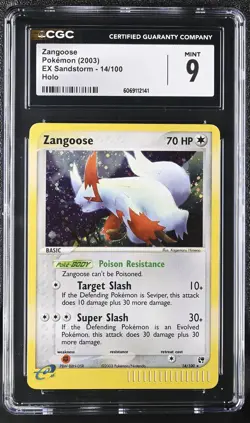 CGC 9 MINT Zangoose 2003 EX Sandstorm 14/100 Holo Pokemon Card - Image 1