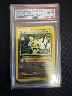2001 Reverse Foil Holo WOTC Black Star Promo Pokemon Card: Pichu #35 English - Image 1