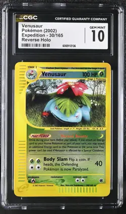 CGC 10 GEM MINT Venusaur 2002 Expedition 30/165 Reverse Holo Pokemon Card - Image 1
