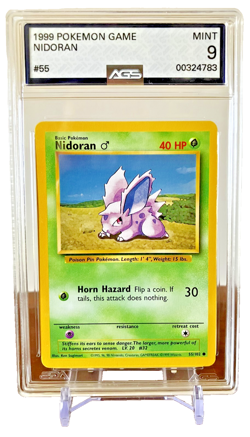 AGS 9 Nidoran 055/102 Pokemon 1999 Base Set Regular Graded Slab - Image 1