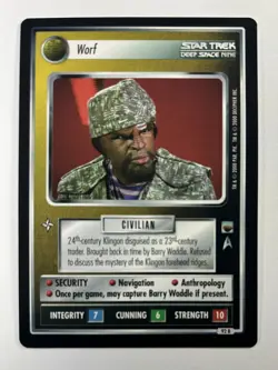 2000 Star Trek Deep Space Nine CCG Worf Civilian Card Rare 92R Unplayed - Image 1