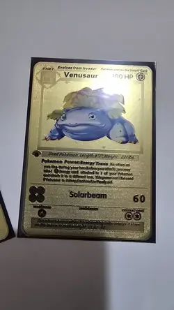 Pokemon Gold Metal Card Charizard Venusaur Blastoise for Collectors and Display - Image 3