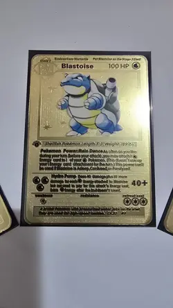 Pokemon Gold Metal Card Charizard Venusaur Blastoise for Collectors and Display - Image 4