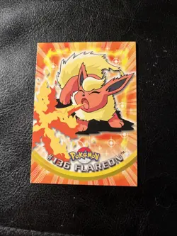 POKEMON Topps Card #136 FLAREON Non Holo Blue Logo HP TV Animation 1999 - Image 1