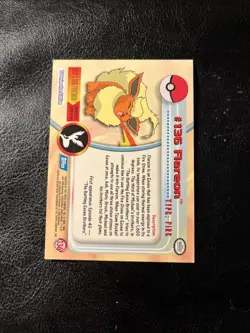 POKEMON Topps Card #136 FLAREON Non Holo Blue Logo HP TV Animation 1999 - Image 2