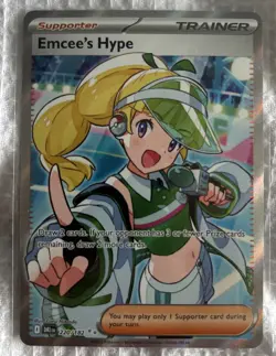 Pokemon TCG Destined Rivals Emcee's Hype Full Art Card 220/182 Illustration Rare - Image 1
