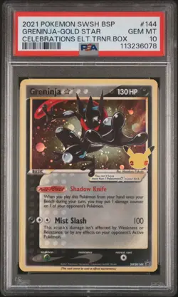 2021 POKEMON SWSH BLACK STAR PROMO #144 GRENINJA-GOLD STAR PSA 10 - Image 1