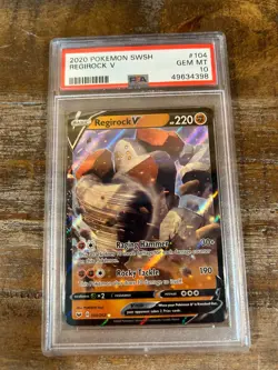 Pokemon 2020 Sword Shield REGIROCK V #104 PSA 10 Gem Mint RARE - Image 1