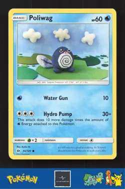 2017 Pokemon SM Sun & Moon Base Set 30/149 Poliwag - Image 1