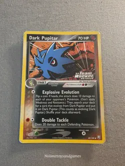 Pokemon Dark Pupitar Reverse Holo #40 Ex Team Rocket Returns Free Shipping - Image 1