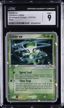 2005 POKEMON EX UNSEEN FORCES - HOLO #117/115 CELEBI EX CGC 9 - Image 1