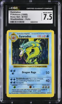 CGC 7.5 Gyarados 1999 Base Set 6/102 Shadowless Holo Pokemon Card - Image 1