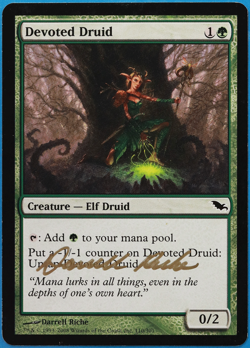 Devoted Druid Shadowmoor NM Green Common SIGNED MAGIC CARD (ID# 504884) ABUGames - Image 1