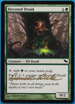 Devoted Druid Shadowmoor NM Green Common SIGNED MAGIC CARD (ID# 504883) ABUGames - Image 1