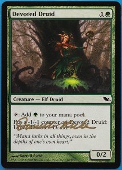 Devoted Druid Shadowmoor NM Green Common SIGNED MAGIC CARD (ID# 504882) ABUGames - Image 1