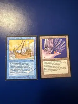 MTG Arabian Nights -2 Cards! Merchant Ship And Jeweled Bird - Image 1