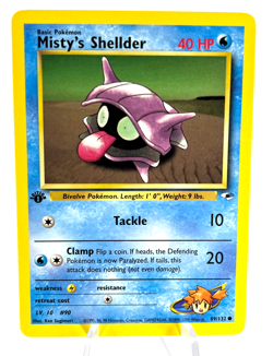 1st Edition Misty's Shellder 89/132 - Gym Heroes - Common - Pokemon - NM - Image 1