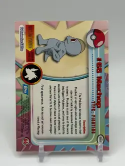 Pokemon 1999 Light Play Topps Series 1 1st Print Blue Logo Machop 66 LP H1 - Image 2