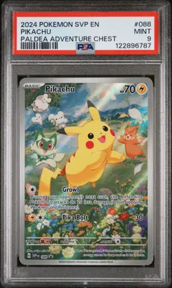 2024 Pokemon Scarlet & Violet Paldea Adventure Chest Promo Pikachu #088 PSA 9 - Image 1