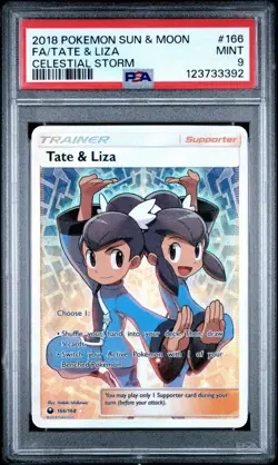 2018 Pokemon Sun & Moon Celestial Storm Tate & Liza PSA 9 Mint - Image 1