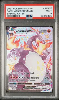 2021 Pokemon Sword & Shield Shining Fates SV107 FA/Charizard VMAX PSA 9 Mint - Image 1