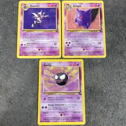 Pokemon TCG Fossil Vastly Haunter Gengar Non Holo Rare Pokemon Card Bundle LP-MP - Image 1