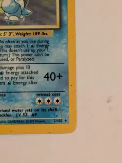 Pokemon TCG Blastoise Holo Card Base Set 2/102 - Image 2