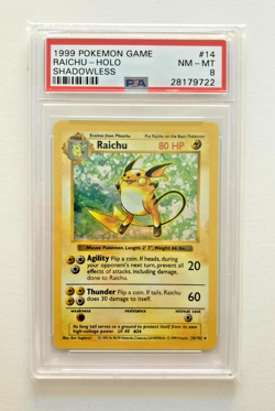 Pokemon Card Raichu Holo Shadowless 14/102 Set Base ENG inglese PSA 8 - Image 1