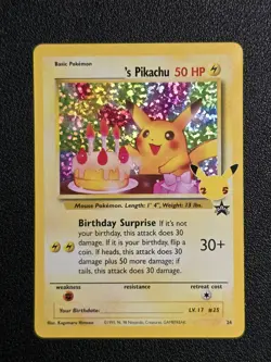 Pokemon Celebrations Classic Collection Birthday Surprise Pikachu #24 NM - Image 1