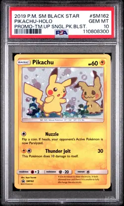 2019 POKEMON SM BLACK STAR PROMO #SM162 PIKACHU-HOLO PSA 10 - Image 1