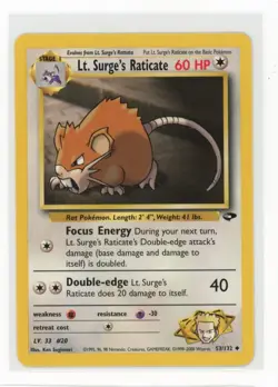 Pokemon Gym Challenge #053/132 Lt. Surge's Raticate - Image 1