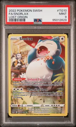 2022 POKEMON SWORD & SHIELD LOST ORIGIN #TG10 FULL ART/SNORLAX PSA 9 - Image 1